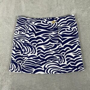 Lilly‎ Pulitzer Maida On The Horizon Wrap Mini Skirt Womens 6 Jacquard Coastal